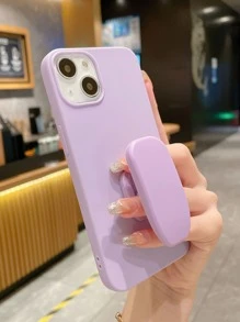 Telefoonhoesje in effen kleur met opvouwbare standaard - Màu tím - Xem 2