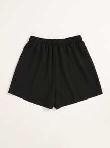 SHEIN Unity Letter Graphic Drawstring Shorts - Black - View 2