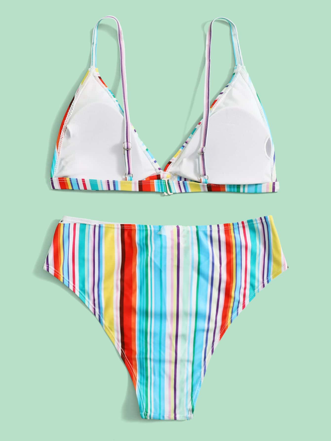 Striped Triangle Bikini For Summer Beach Vacation