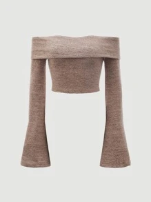 SHEIN MOD Áo thun nữ màu trơn Thanh lịch - Màu nâu  Mocha - Xem 1