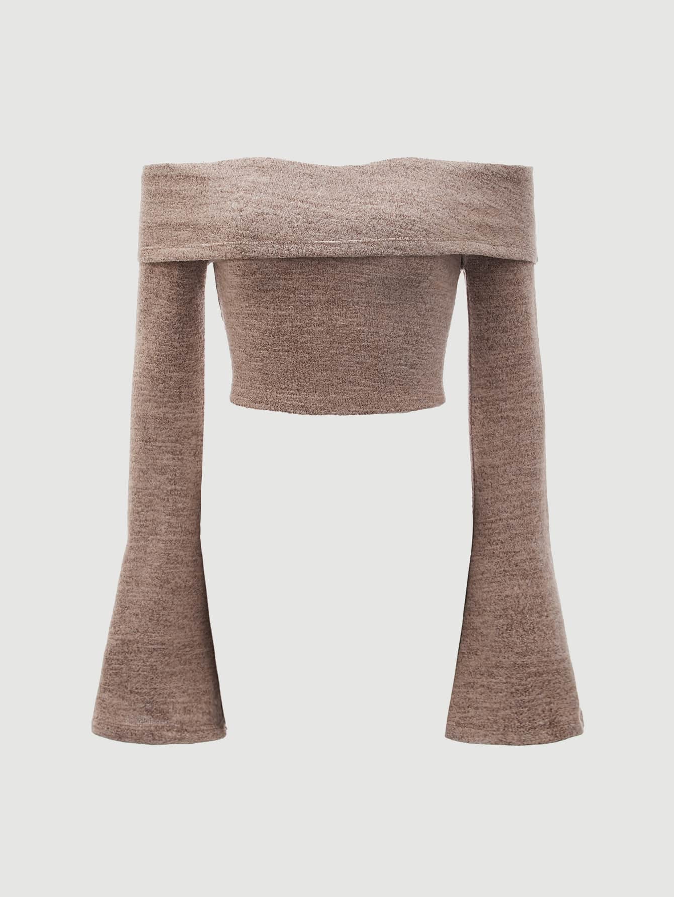 SHEIN MOD Áo thun nữ màu trơn Thanh lịch - Màu nâu  Mocha - Xem 1