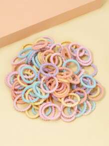 100pcs Toddler Girls Solid Hair Tie