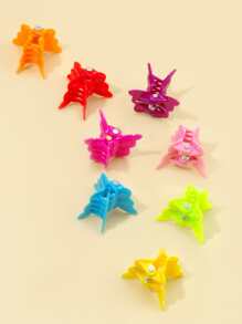 小女童50入組蝴蝶設計髮爪 - 彩色 - 查看 4