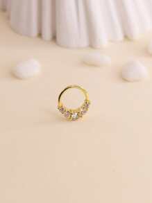 1 chiếc khuyên mũi Zirconia hình xoắn ốc hình vành tai, khuyên tai bấm vách ngăn - Vàng - Xem 12