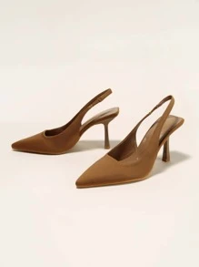 女士棕色派對素色露背尖頭高跟鞋,漆皮,細高跟鞋 - 棕色 - 查看 5