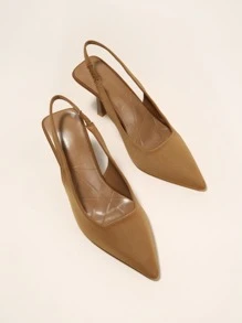 女士棕色派對素色露背尖頭高跟鞋,漆皮,細高跟鞋 - 棕色 - 查看 6