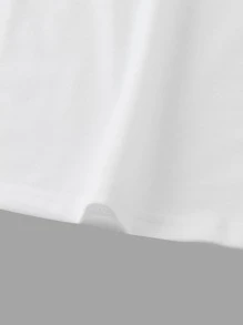 Manfinity Homme Loose Fit Men's T-Shirt With Slogan Graphic And Drop Shoulder Design - White - View 5