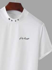 Manfinity Homme Men Letter Graphic Tee & Joggers - Black and White - View 3