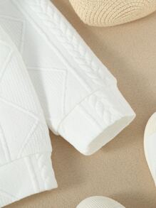 Toddler Girls Pocket Front Textured Jacket With Bear Doll - White - View 5