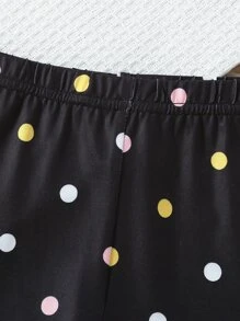 SHEIN 小女童卡通圖案運動衫和波卡圓點長褲 - 彩色 - 查看 4