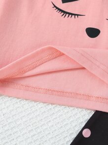 SHEIN 小女童卡通圖案運動衫和波卡圓點長褲 - 彩色 - 查看 5