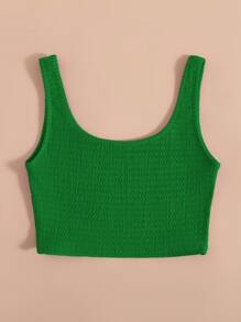 SHEIN Unity 素色大圓領短款背心 - 綠色 - 查看 2