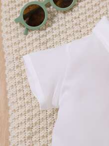 Đứa bé trai In cây dừa Áo sơ mi & Quần short - Xanh và trắng - Xem 3