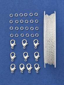 1 rollo de aproximadamente 3 metros de cadena de cobre, 10 broches de langosta de aleación de zinc, 30 piezas de juego individual de hierro DIY, adecuado para la fabricación de joyas de pulseras y collares