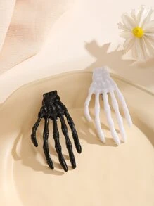 2pcs Halloween Skeleton Hand Decor Alligator Hair Clip