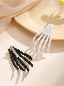 2pcs Halloween Skeleton Hand Decor Alligator Hair Clip