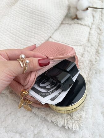 Litchi präglad dubbel dragkedja Lättvikt Casual dragkedja Kontant ID-kort Kreditkort Bärbar ficka Liten ficka Plånbok Kort plånbok Malist Casual Modern affärsresepresent till födelsedagspresent på alla hjärtans dag Jubileum Kvinnor Dam Flickor Kvinna Hot Rosa påse Skolmaterial Lärarpresenter Tillbaka till skolan för kvinnor Plånbok Miniplånbok Plånbok Plånbok Myntplånbok