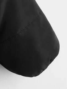 SHEIN 男童斜口袋泰迪熊衬里连帽棉服外套（无套衫） - 黑色 - 查看 5