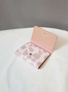 Ví ngắn in hình con bò mới, ví đựng tiền xu phong cách sinh viên dễ thương có thể gấp lại để đựng thẻ - Màu Hồng baby - Xem 3