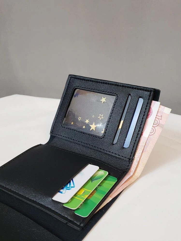 Nueva billetera corta con estampado de vaca, monedero plegable con estilo universitario lindo para tarjetas - Blanco y Negro - Ver 7