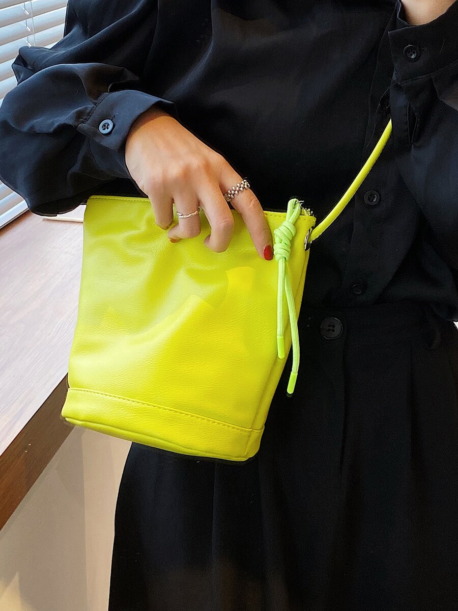 Neon Yellow Minimalist Bucket Bag SHEIN Singapore