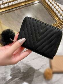 Ví nhỏ hình chữ V có túi đựng đồ trang trí Pompom Ví nhỏ dễ thương có khóa kéo xung quanh có khe cắm thẻ & túi có khóa kéo Thẻ ID di động nhẹ dành cho nhân viên văn phòng dành cho nữ cho ngày lễ kỷ niệm quà tặng sinh nhật Phụ kiện quà tặng Đồ dùng học tập thông thường Quà tặng giáo viên Ví đựng thẻ trở lại trường Ví đựng danh thiếp Ví đựng thẻ tín dụng dành cho phụ nữ Ví dành cho phụ nữ Ví mini Ví đựng thẻ Ví đựng thẻ - màu đen - Xem 1