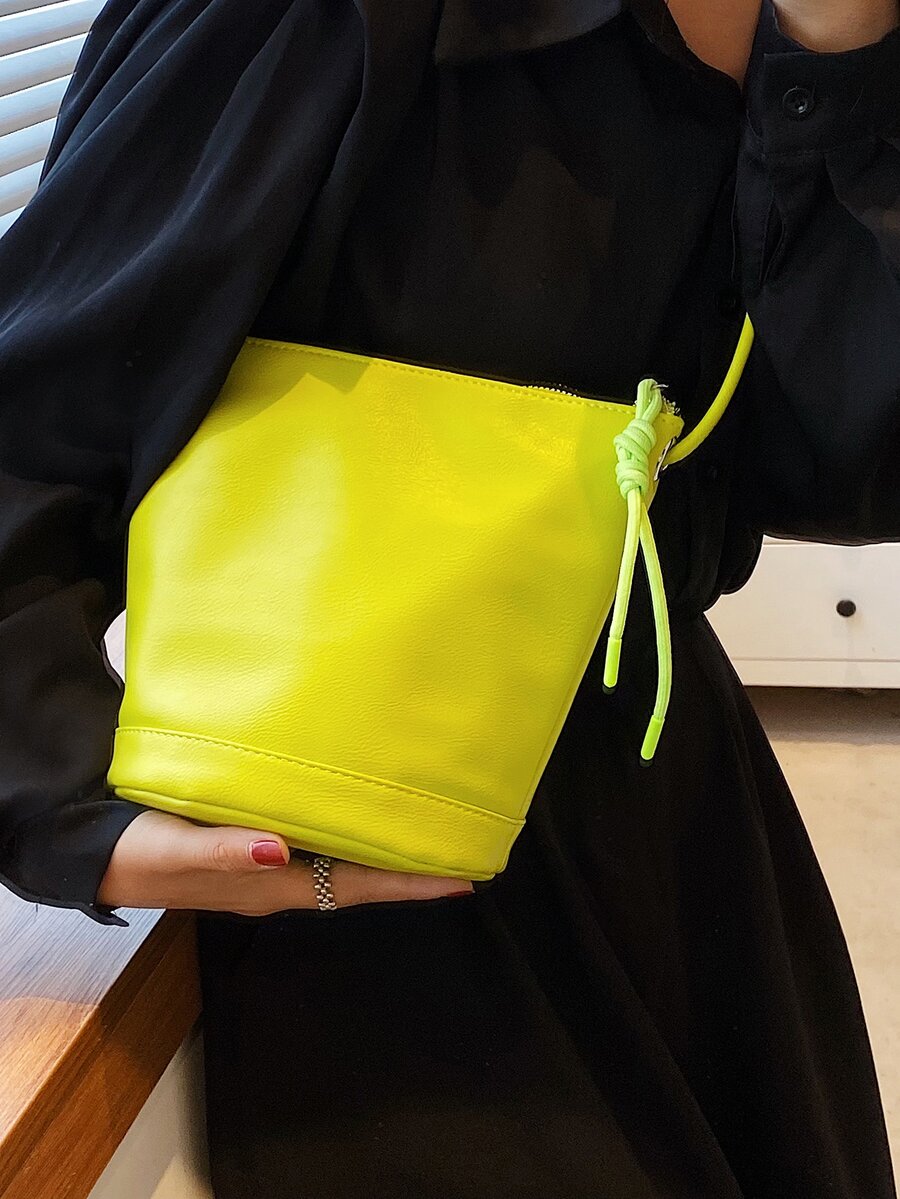 Neon Yellow Minimalist Bucket Bag SHEIN Singapore