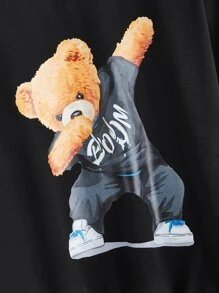 SHEIN Áo nỉ Gái Hoạt hình Giải trí - màu đen - Xem 3