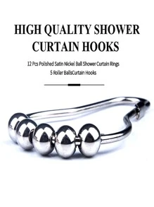 12pcs Stainless Steel Shower Curtain Hook - Silver - View 4