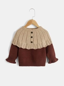 Baby Two Tone Flounce Sleeve Jumper - Multicolor - View 1