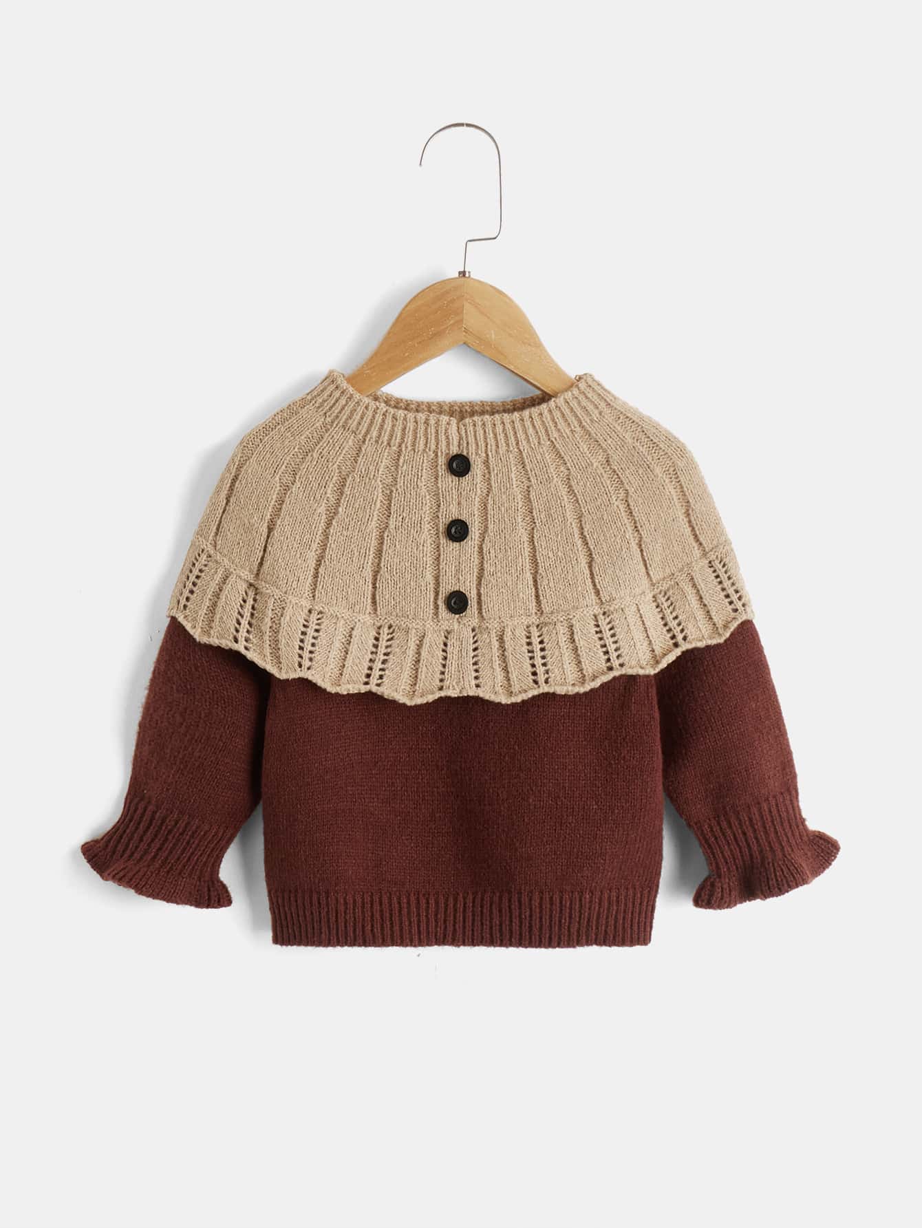 Baby Two Tone Flounce Sleeve Jumper - Multicolor - View 1