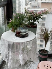 1 Khăn Trải Bàn Thêu Hoa, Hiện Đại Polyester Trang Trí Bàn Cho Bàn Ăn - trắng - Xem 1