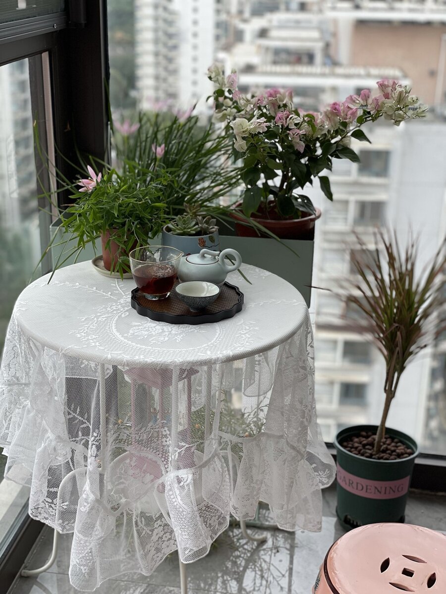 1 Khăn Trải Bàn Thêu Hoa, Hiện Đại Polyester Trang Trí Bàn Cho Bàn Ăn - trắng - Xem 1