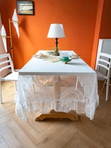 1 Khăn Trải Bàn Thêu Hoa, Hiện Đại Polyester Trang Trí Bàn Cho Bàn Ăn - trắng - Xem 2