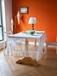 1 Khăn Trải Bàn Thêu Hoa, Hiện Đại Polyester Trang Trí Bàn Cho Bàn Ăn - trắng - Xem 7