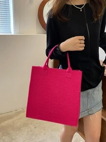 Waterproof,Lightweight,Business Casual Neon Pink Crocodile Embossed Felt Top Handle Bag For Teen Girls Women College Students,Rookies & White-collar Workers Perfect for Office,College,Work ,Business,Commute - Hot Pink - View 3