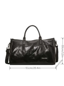 Waterproof,Lightweight,Business Casual,Large Capacity Patch Detail Duffel Bag For Teen Girls Women College Students,Rookies & White-collar Workers Perfect for Office,College,Work ,Business,Commute - Black - View 2