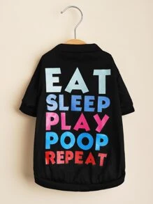1pc Letter Graphic Pet Tee - Black - View 2