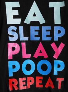 1pc Letter Graphic Pet Tee - Black - View 5