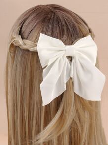 1pc White Bow Decor Alligator Hair Clip For Daily Life Cute - White - View 6