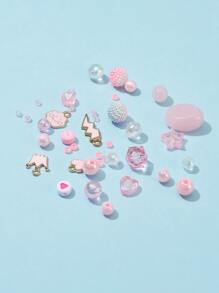 1盒釘珠DIY首飾配件和2卷繩