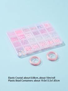 1盒釘珠DIY首飾配件和2卷繩