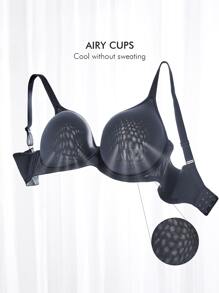 LUVLETTE Plus Sheer Vitality Breathable Full Coverage Curve Bra - Navy Blue - View 3