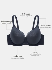 LUVLETTE Plus Sheer Vitality Breathable Full Coverage Curve Bra - Navy Blue - View 4