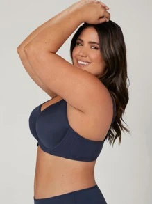 LUVLETTE Plus Sheer Vitality Breathable Full Coverage Curve Bra - Navy Blue - View 8