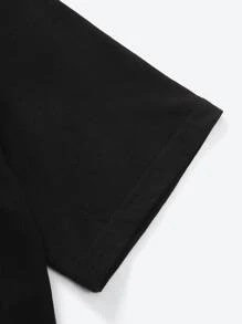 Tay Mills Camiseta amplia con estampado de figura de dibujos animados de hombros caídos - Negro - Ver 3