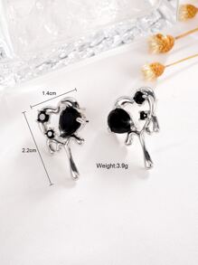 1pair Fashionable Rhinestone Decor Heart Stud Earrings For Women For Daily Decoration - Multicolor - View 4