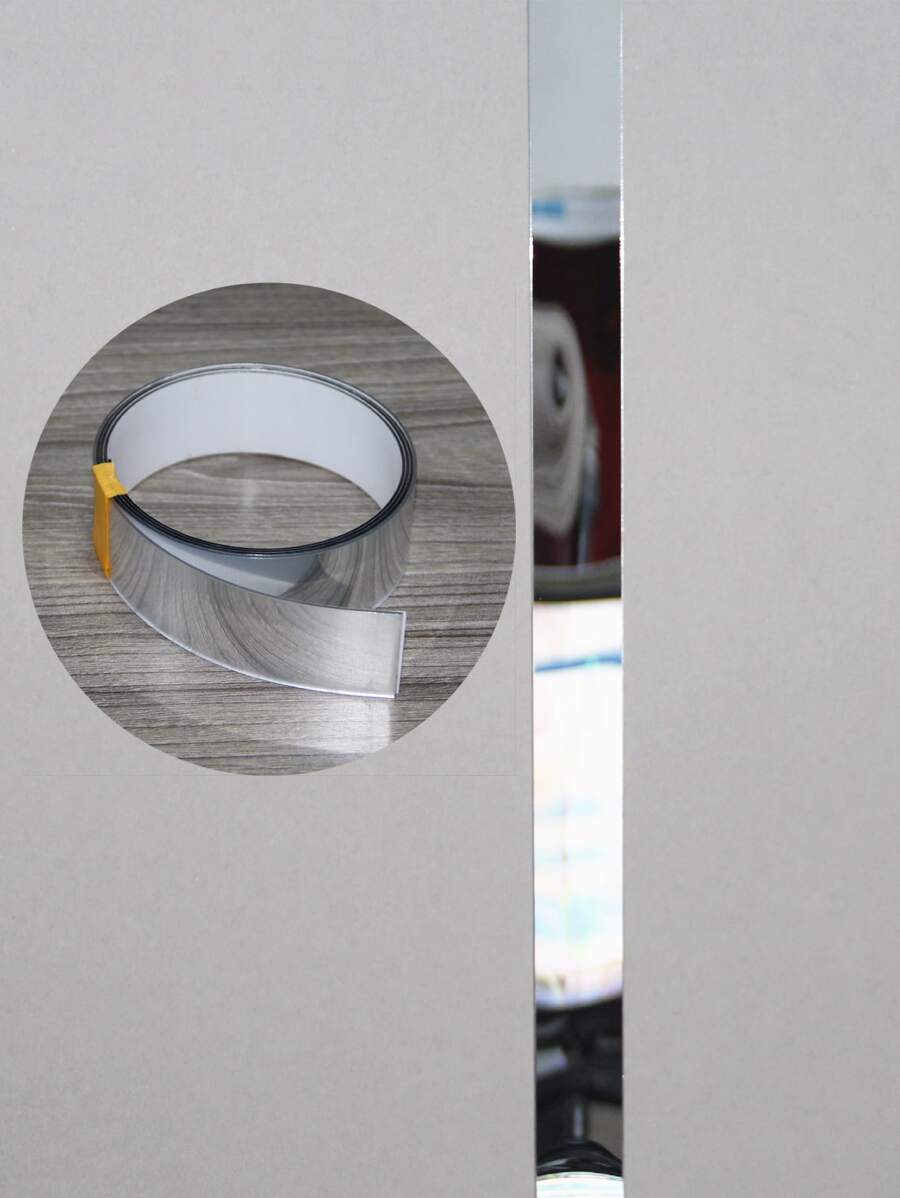 1roll Mirror Surface Wall Sticker, ABS Decorative Mirror Sticker, For Home Decor Best Gifts - Silver - View 1