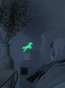 1入組馬圖案在黑暗中發光開關插座牆貼 - 薄荷綠 - 查看 1