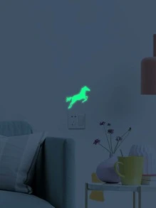 1入組馬圖案在黑暗中發光開關插座牆貼 - 薄荷綠 - 查看 4